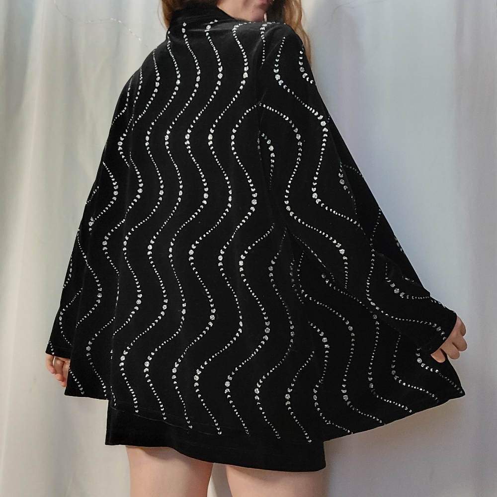 Velvet Sparkly Moon Phases Cardigan, women's xl